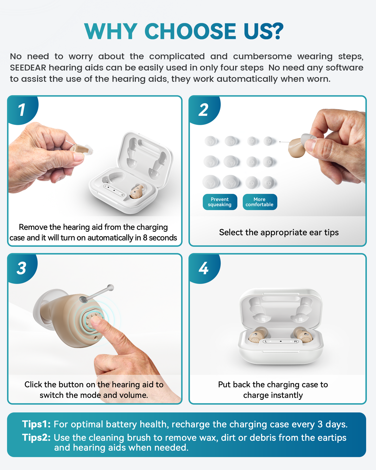 SEEDEAR Hearing Aids for Seniors-white